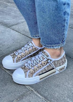 Женские кеды dior b23 low logo beige