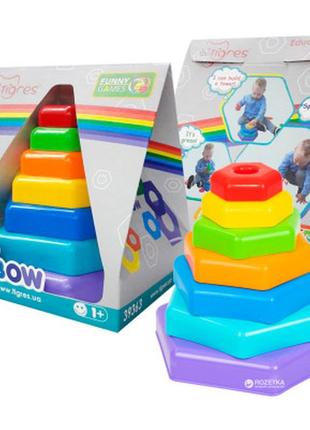 Развивающая игрушка tigres пирамидка-радуга в коробке (39363)