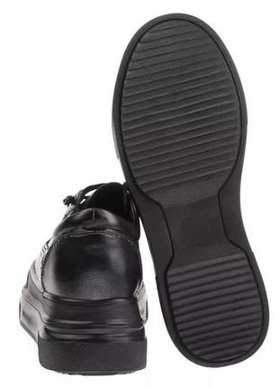 Черные кожаные женские кроссовки на платформе, натуральная кожа, lonza4 фото