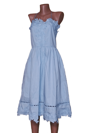 Шикарное летнее платье сарафан c цветочной аппликацией-вышивкой1 фото