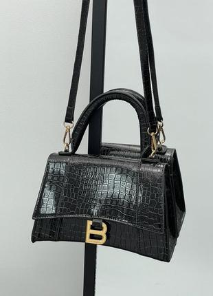 Сумка у стилі gucci x balenciaga hourglass black croco5 фото