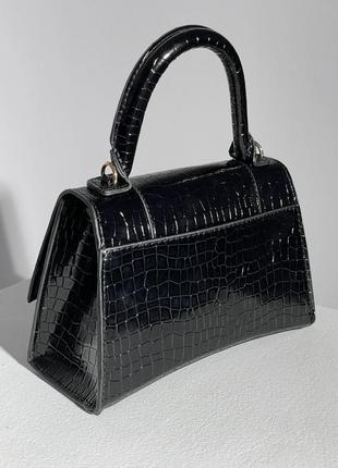 Сумка у стилі gucci x balenciaga hourglass black croco7 фото