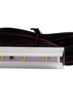 Кліпса світлодіодна пластикова для підсвітки скляних полиць 12v/dc 0.72w тепло біле світло, чорний провід2 фото