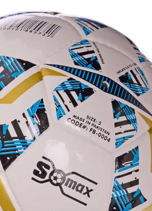 Мяч футбольный soccermax ims fb-0004 №5 pu белый-синий-золотой3 фото