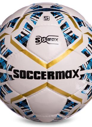 М'яч футбольний soccermax ims fb-0004 no5 pu білий-синій-золотий