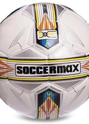 М'яч футбольний soccermax fifa fb-0176 no5 pu білий-сірий-жовтий