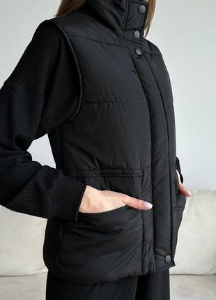 🎨3 кольори! реал! шикарна жіноча жилетка чорна чорний черная безрукавка4 фото