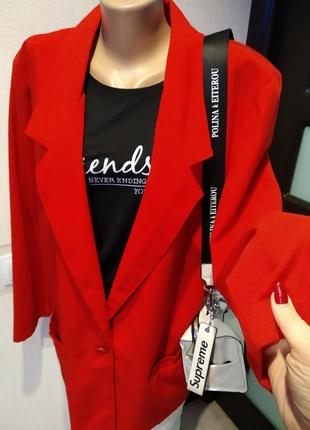 Стильный красный пиджак жакет оверсайз3 фото