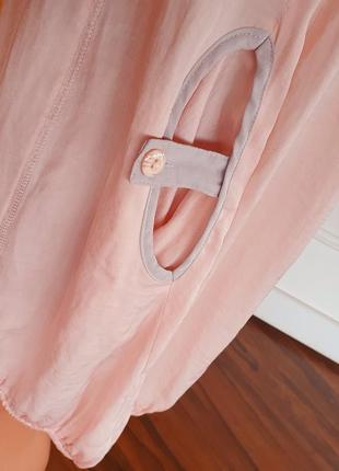 Легкое розовое свободное короткий/мини шелковое платье/туника оверсайз s-m7 фото