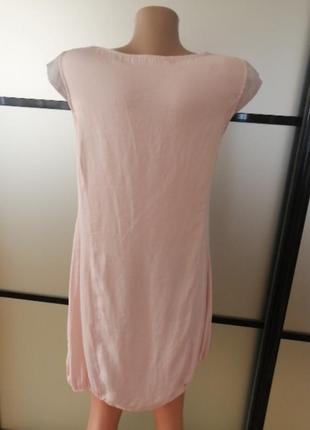 Легкое розовое свободное короткий/мини шелковое платье/туника оверсайз s-m8 фото