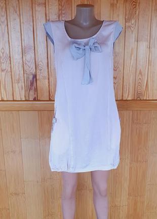 Легкое розовое свободное короткий/мини шелковое платье/туника оверсайз s-m1 фото