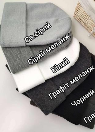 Стильна молодіжна шапка з закотом, базова однотонна шапка з підворотом