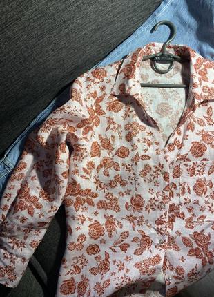 Льонова блуза в квітковий принт ❤️