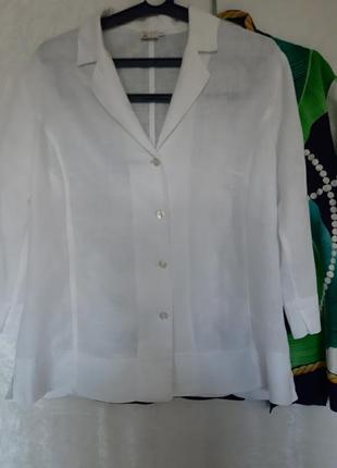 Качественный базовый пиджак - рубашка из льна1 фото