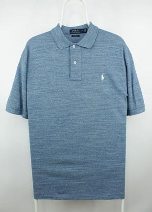 Шикарная футболка поло polo ralph lauren classic fit blue melange polo shirt