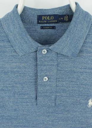 Шикарна футболка поло polo ralph lauren classic fit blue melange polo shirt2 фото