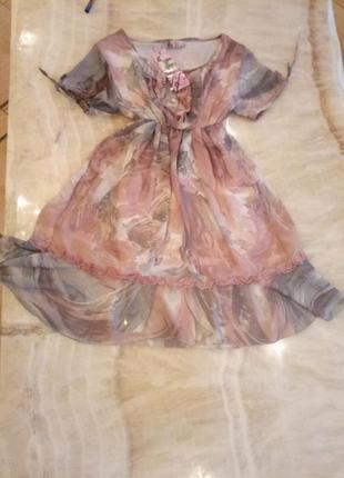 Розовое красивое нежное мини платье xs-s. шифоновое платье в пастельных тонах4 фото