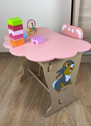Вау!детский стол розовый!стол-парта с крышкой облачко и стульчик фигурный.подойдет для учебы, рисования4 фото