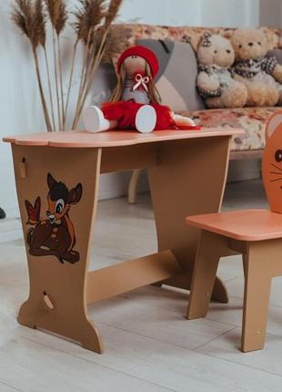 Вау!детский стол розовый!стол-парта с крышкой облачко и стульчик фигурный.подойдет для учебы, рисования2 фото