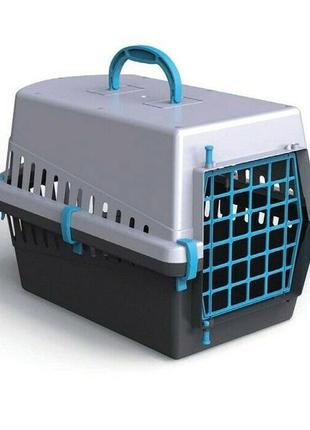 Переноска georplast black edition для собак, сіро-чорний, 50×33×32 см