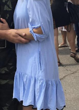 Голубое легкое платье хлопковое туречестве dilvin
