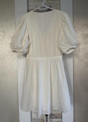 Короткое молочное платье из прошвы h&amp;m6 фото