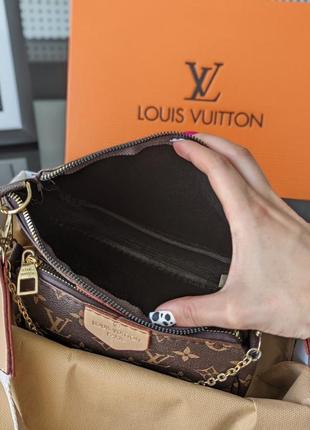 Женская сумка кроссбоди клатч 3 в 1 с цепочкой louis vuitton6 фото