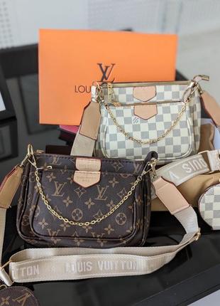 Женская сумка кроссбоди клатч 3 в 1 с цепочкой louis vuitton1 фото