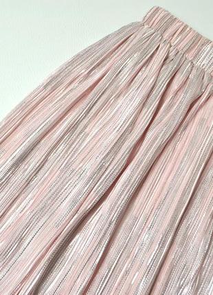 Нежная розовая юбка плиссе с металлизированным эффектом2 фото