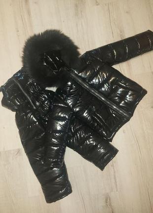 Стильний зимовий комплект курточка і полукомбенізон 80-164 о2 фото