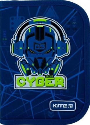 Пенал без наповнення 1 відділення 2 закоти kite education cyber k22-622-8