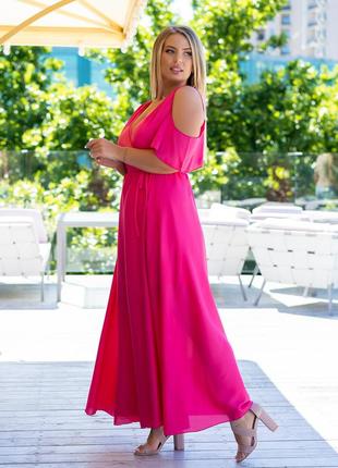 Багато кольорів 48-70р довга сукня літня в пол на запах короткий рукав легка нарядна супер батал10 фото