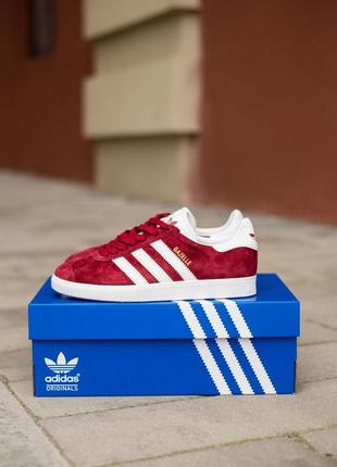 Мужские кроссовки adidas gazelle burgundy топ качества 🔥4 фото