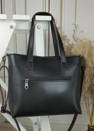Классическая, вместительная женская сумка с двумя видами ручек (сумка шоппер)5 фото