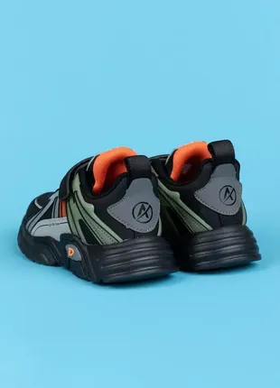 Кросівки для хлопчиків gt14-3 чорні стильні на липучках5 фото