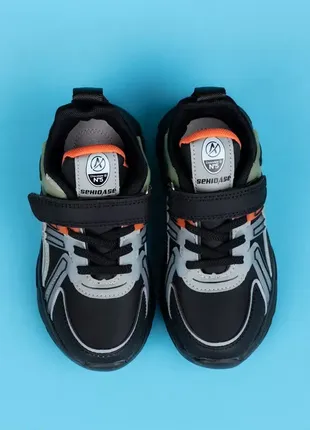 Кросівки для хлопчиків gt14-3 чорні стильні на липучках6 фото