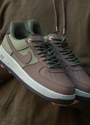 Качество • кожаные кроссовки nike air force haki brown