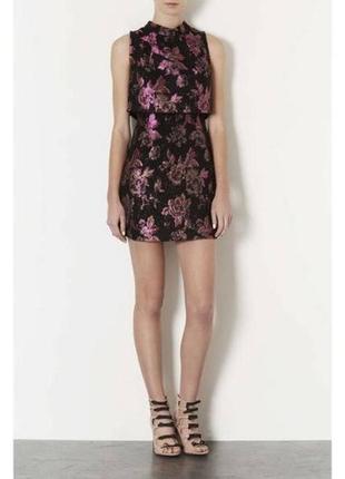 Жаккардовое платье topshop с цветочным принтом 60-х1 фото