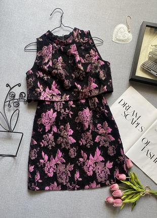 Жаккардовое платье topshop с цветочным принтом 60-х6 фото