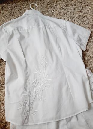 Базовая белая хлопковая блуза с вышивкой на спине,gazoil, p.l-xl8 фото