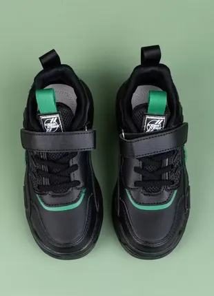 Кросівки для хлопчиків gt251-3 чорні на липучці стильні7 фото