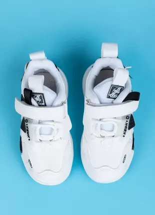 Кросівки для хлопчиків ak241-3 білі чорні на липучках8 фото