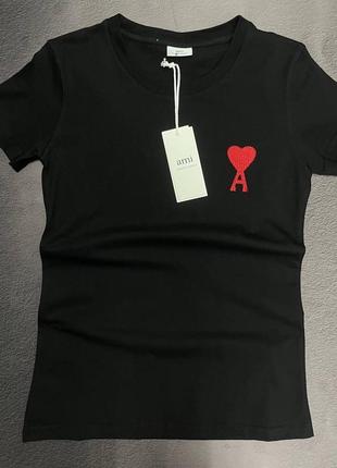 Женская футболка ami paris 16, футболка амми паруж