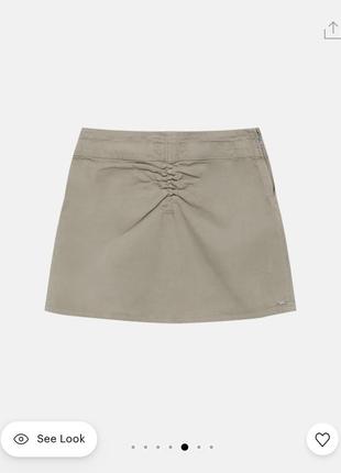 Юбка mini skirt with front gathering pull &amp; bear4 фото