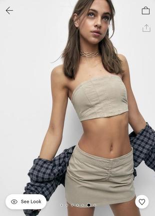 Юбка mini skirt with front gathering pull &amp; bear1 фото