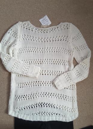 Белый ажурный свитер.2 фото