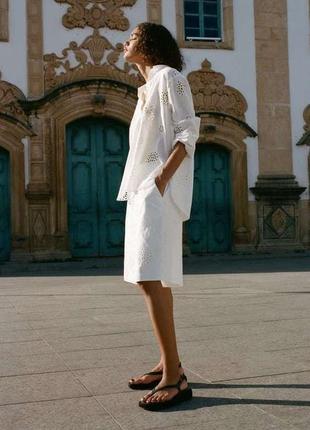 Длинные стильные белые шорты zara, p. s3 фото