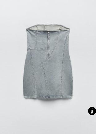 Платье zara strapless denim dress trf6 фото