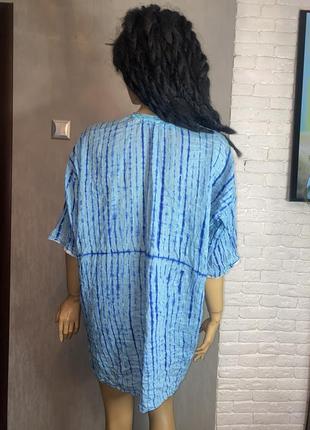 Туника в индийском стиле принт тай-дай удлиненная блуза с кармашками большого размера батал2 фото