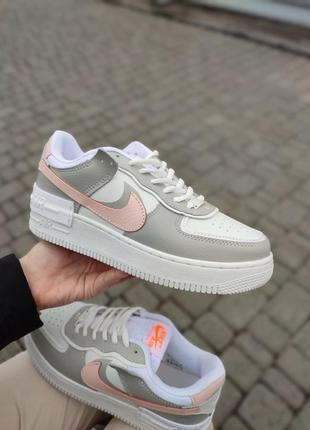 Женские кроссовки nike air force 1 shadow white grey pink